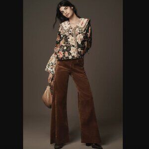 ANTHROPOLOGIE Adi Mid-Rise Frayed Relaxed Flare Jeans by Pilcro: Velvet …